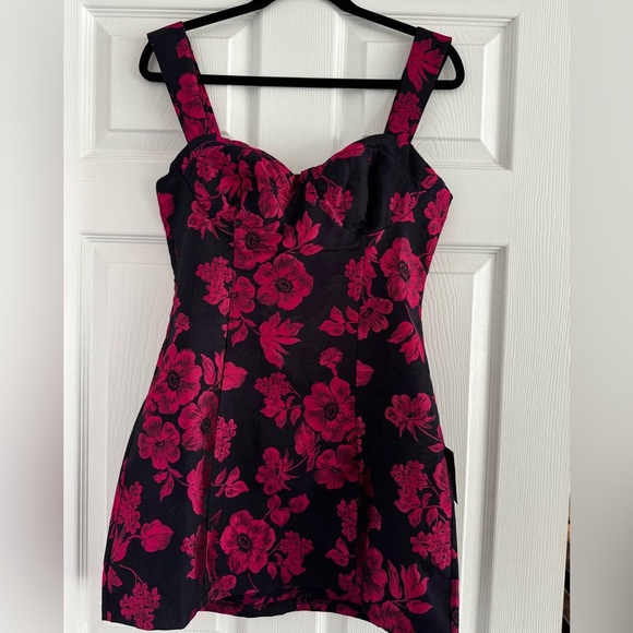 NWT Lulu's navy and pink Floral Mini Dress tie straps size small - Picture 5 of 9